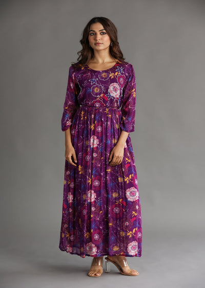 Purple Chinnon Long Dress