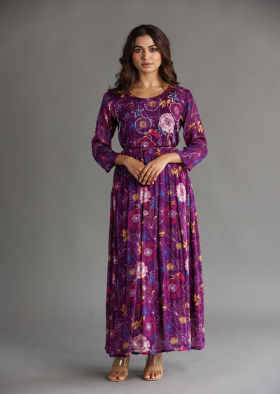 Purple Chinnon Long Dress
