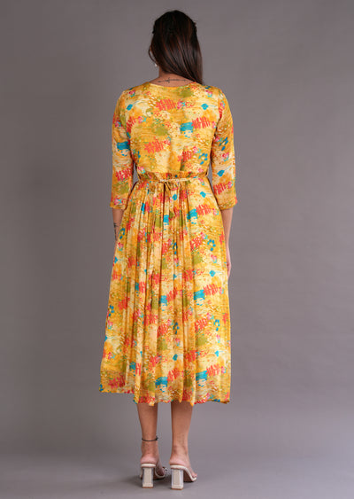 Yellow Chinnon Midi Dress