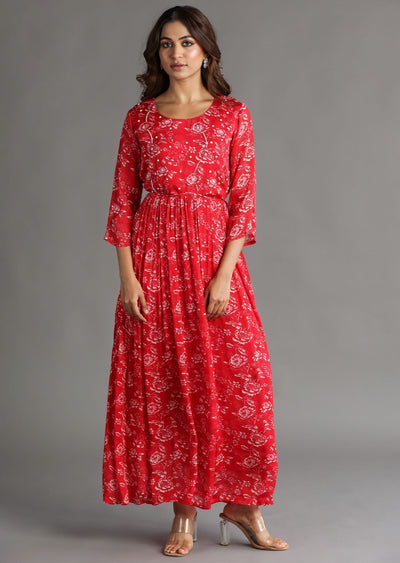 Red Chinnon Long Dress