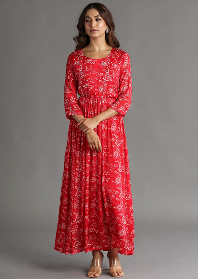 Red Chinnon Long Dress