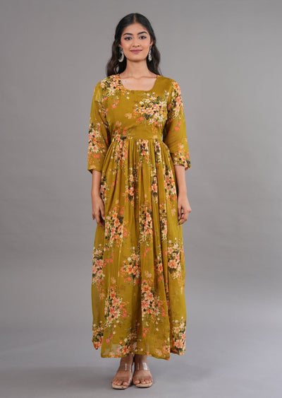 Kakhi Organza Long Dress