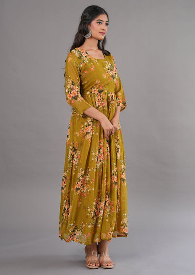 Kakhi Organza Long Dress