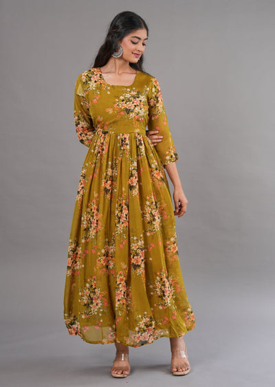 Kakhi Organza Long Dress