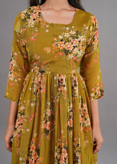 Kakhi Organza Long Dress