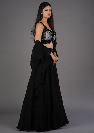 Black Organza Lehenga