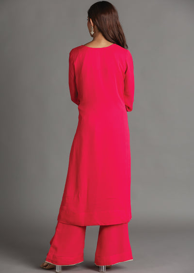 Pink Georgette Straight Cut Suit