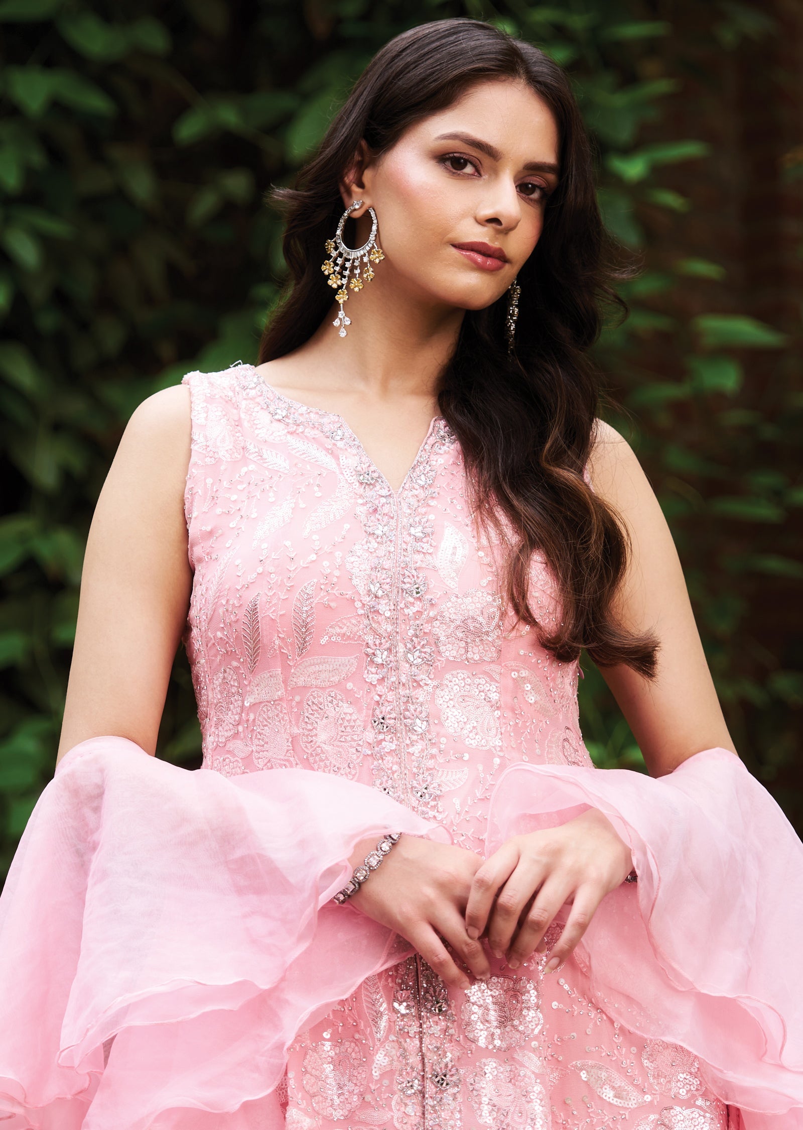 Light Pink Georgette Sharara Set