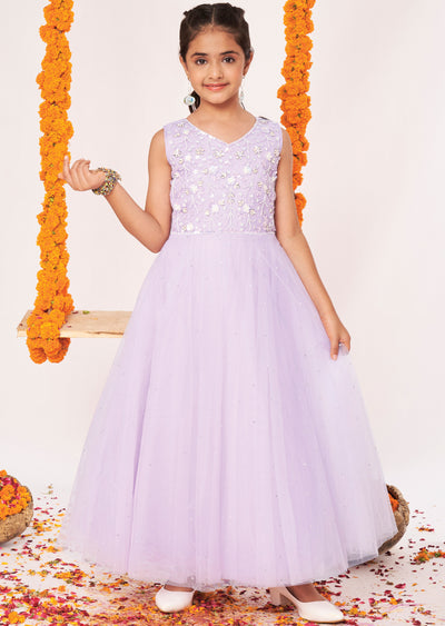 Lavender Net Ethnic Gown