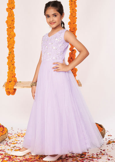Lavender Net Ethnic Gown