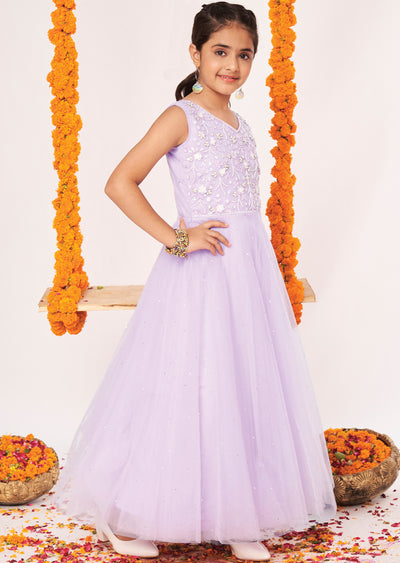 Lavender Net Ethnic Gown
