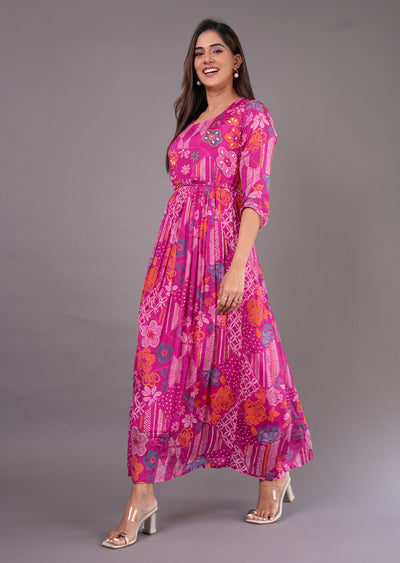 Rani Pink Chinnon Long Dress