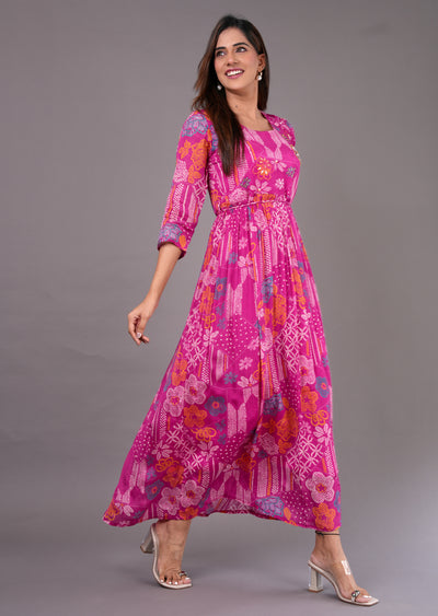 Rani Pink Chinnon Long Dress