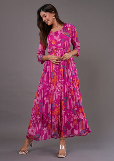 Rani Pink Chinnon Long Dress