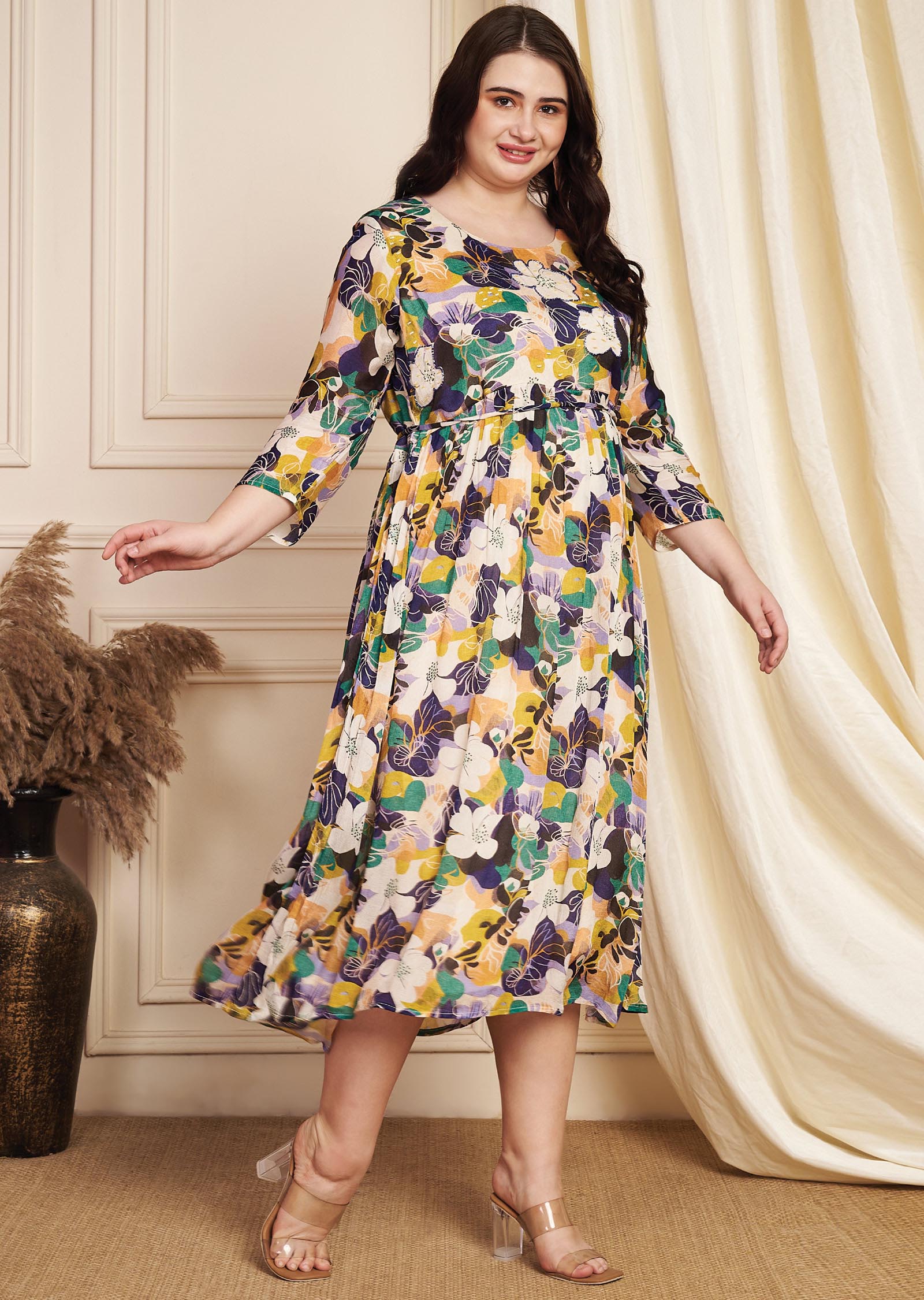 Cream Chinnon Midi Dress