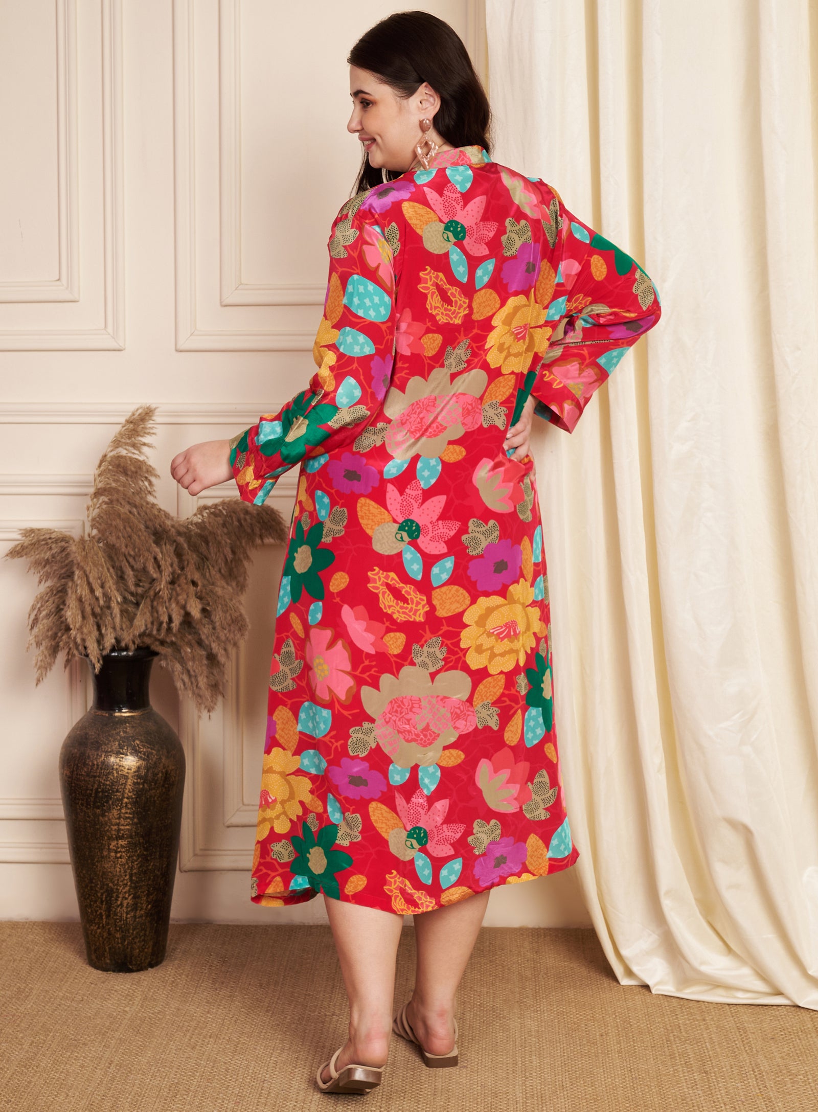 Rani Pink Crepe Midi Dress