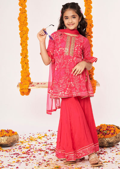 Rani Pink Chinnon Gharara Set