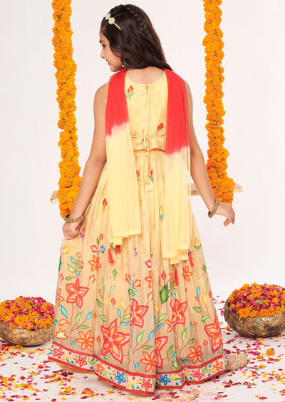 Biege Chinnon Lehenga