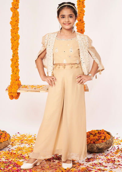 Dark Biege Georgette Gharara Set