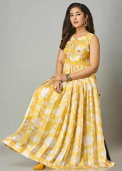 Yellow Chinnon Long Dress