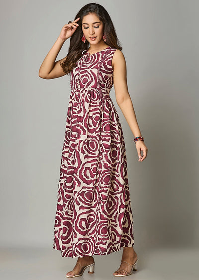 Magenta Cotton Long Dress