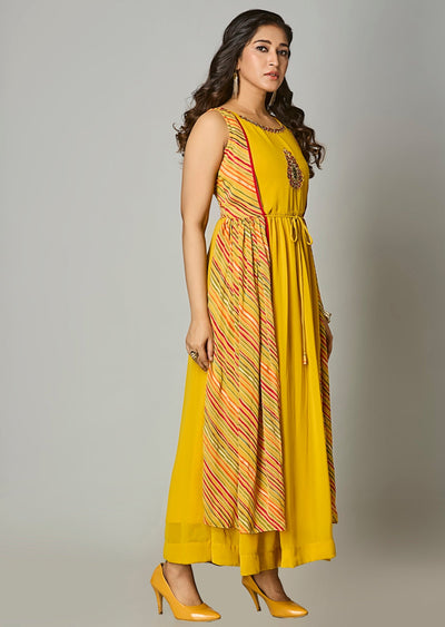 Yellow Georgette Long Dress
