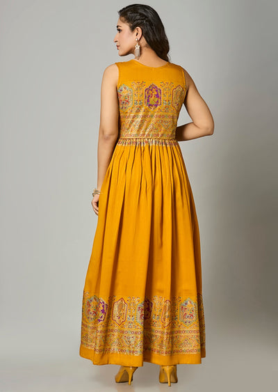 Mustard Silk Long Dress