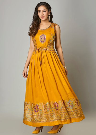 Mustard Silk Long Dress