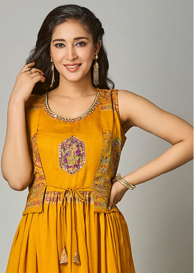 Mustard Silk Long Dress