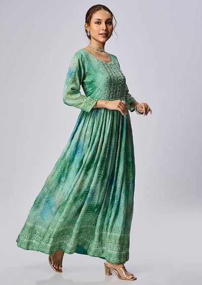 Light Green Chinnon Long Dress