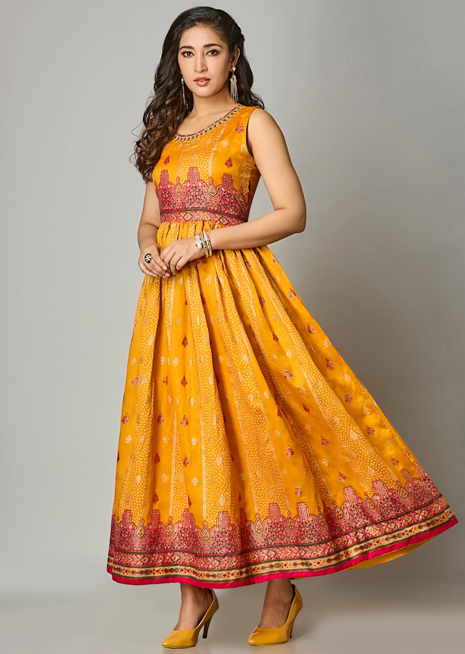 Mustard Silk Long Dress