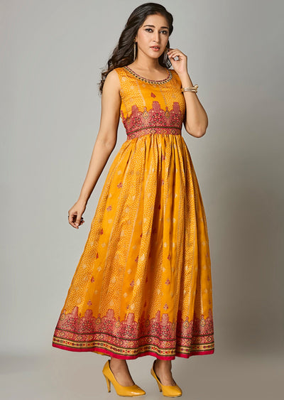 Mustard Silk Long Dress
