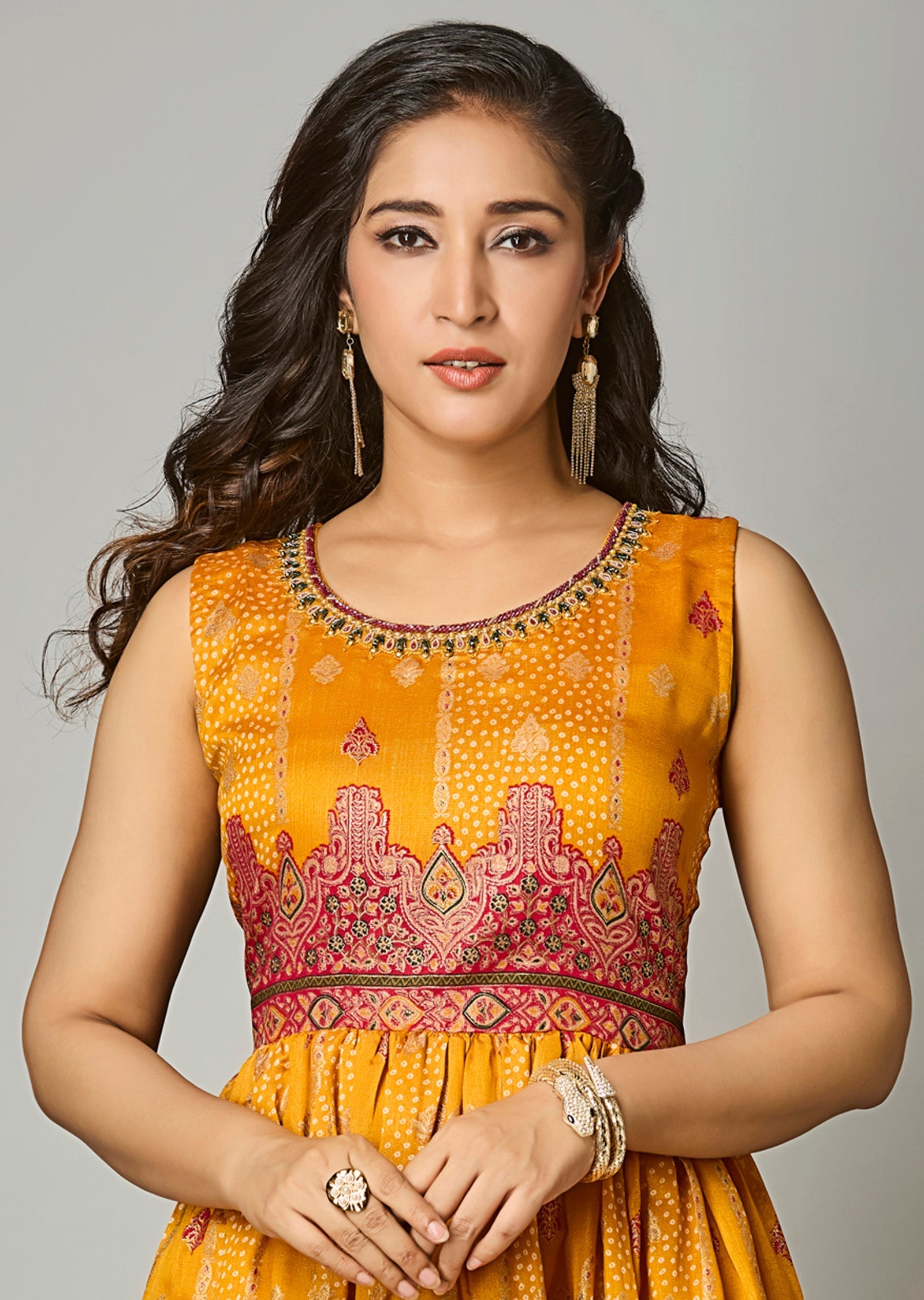 Mustard Silk Long Dress