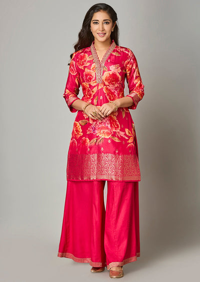 Pink Silk Straight Cut Suit