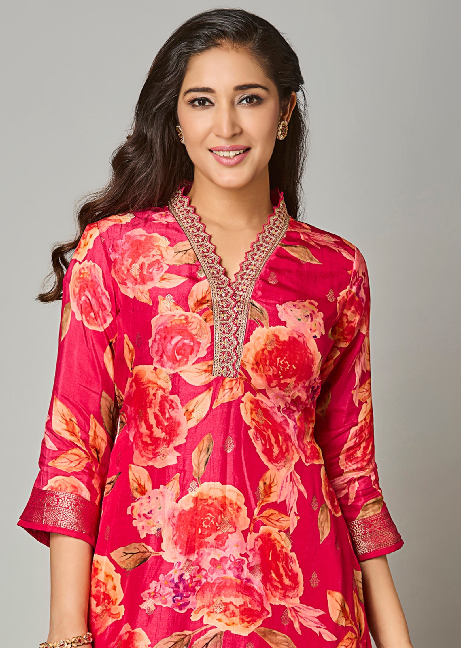 Pink Silk Straight Cut Suit