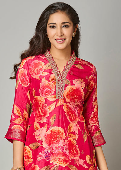 Pink Silk Straight Cut Suit