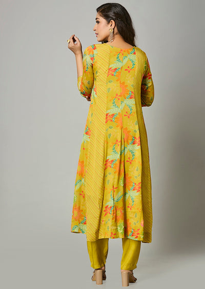 Variyali Green Chinnon Anarkali Suit