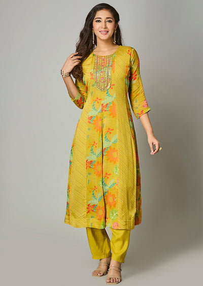 Variyali Green Chinnon Anarkali Suit