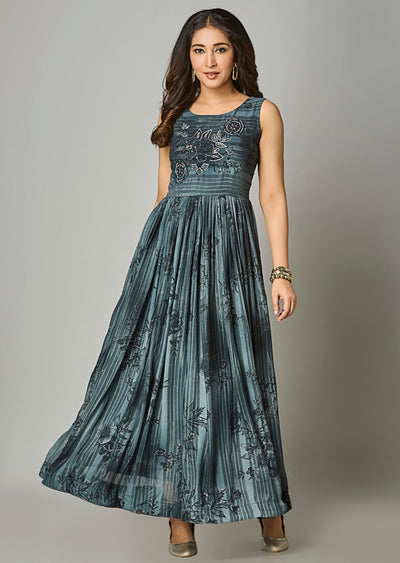 Dark Grey Chiffon Long Dress