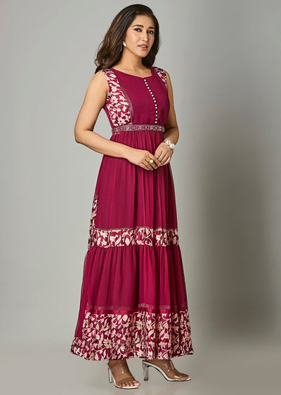 Magenta Georgette Long Dress