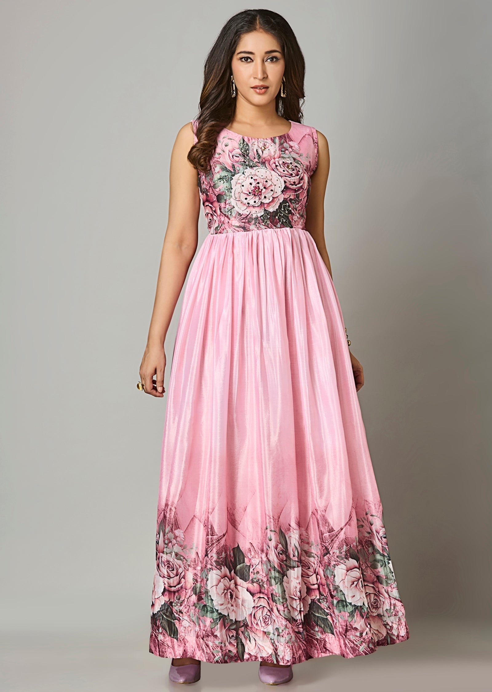 Pink Chinnon Long Dress
