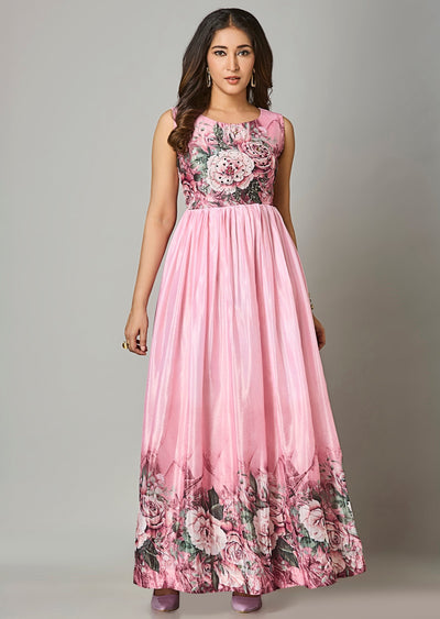 Pink Chinnon Long Dress