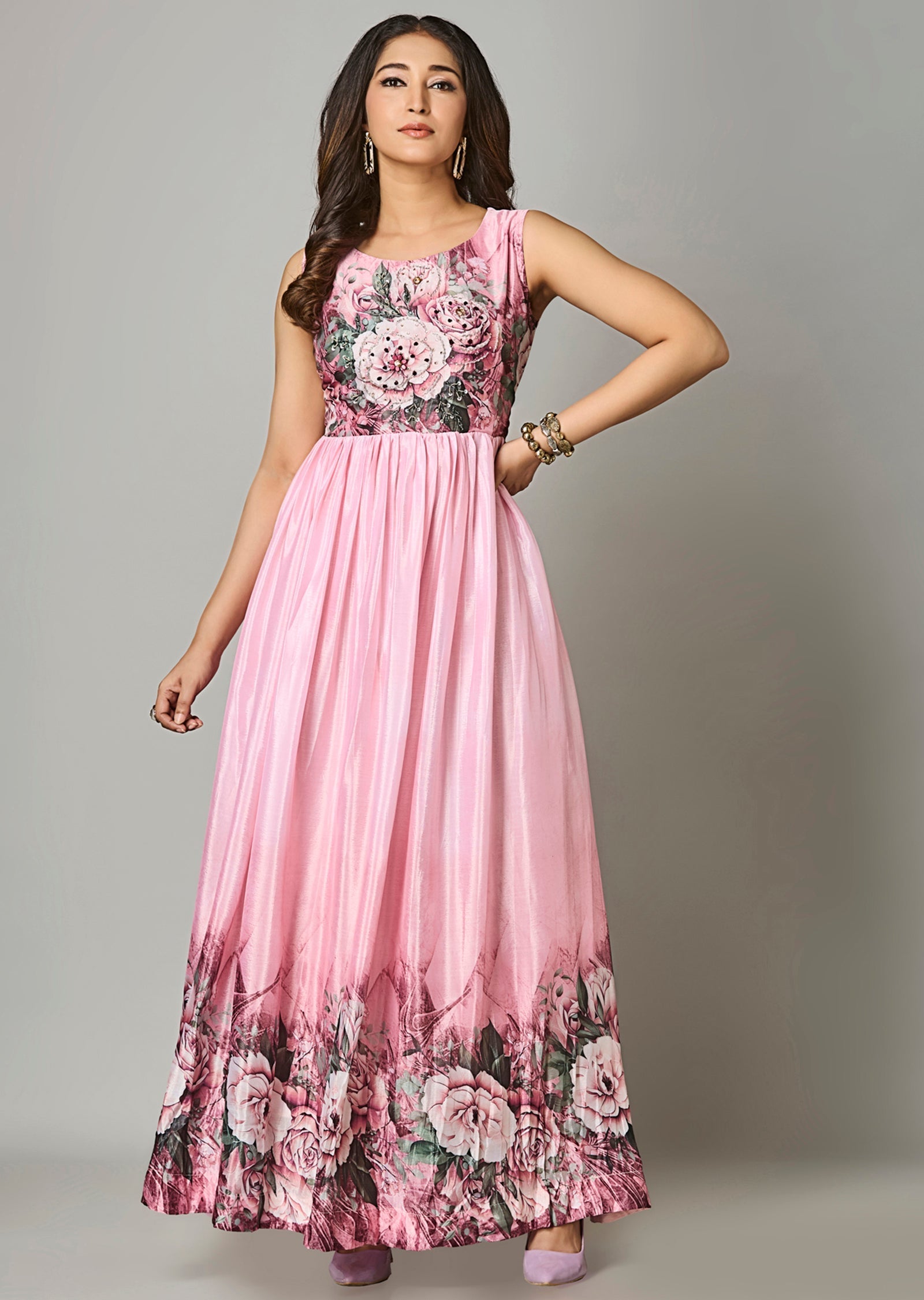Pink Chinnon Long Dress