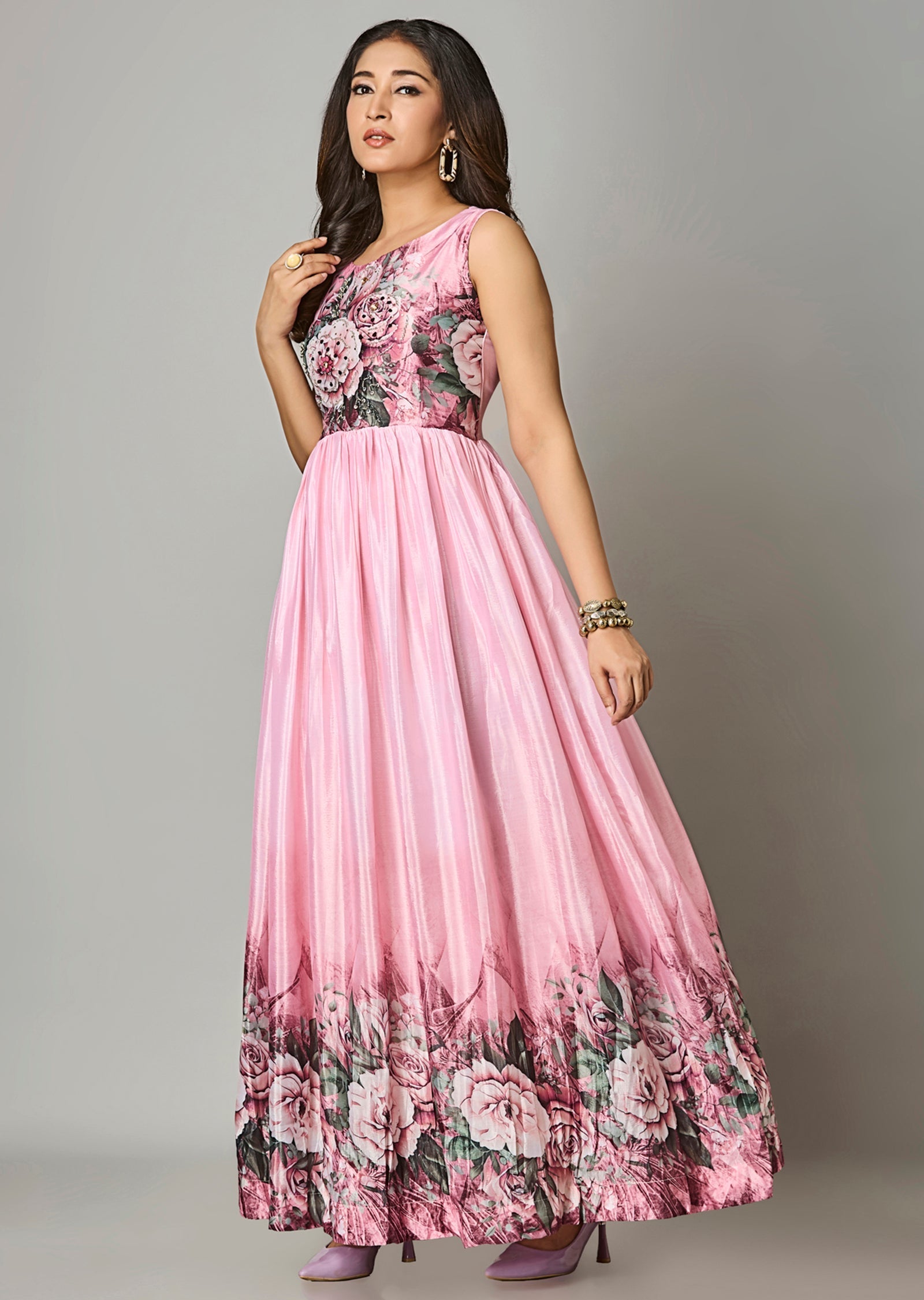 Pink Chinnon Long Dress