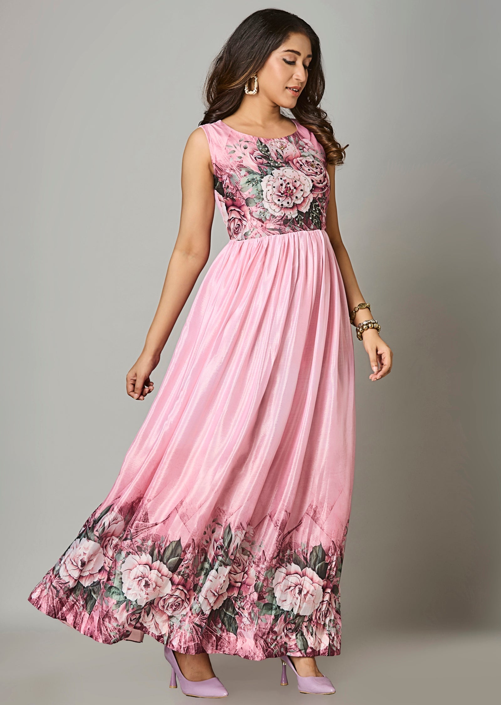 Pink Chinnon Long Dress