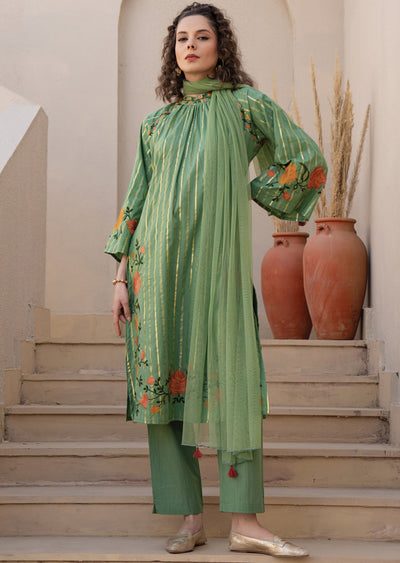 Dusty Green Cotton Straight Cut Suit
