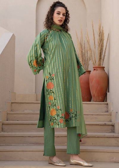 Dusty Green Cotton Straight Cut Suit