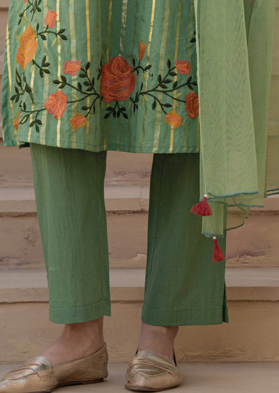 Dusty Green Cotton Straight Cut Suit