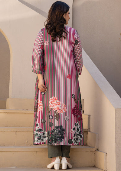 Mehndi Green Cotton Straight Cut Kurti Set