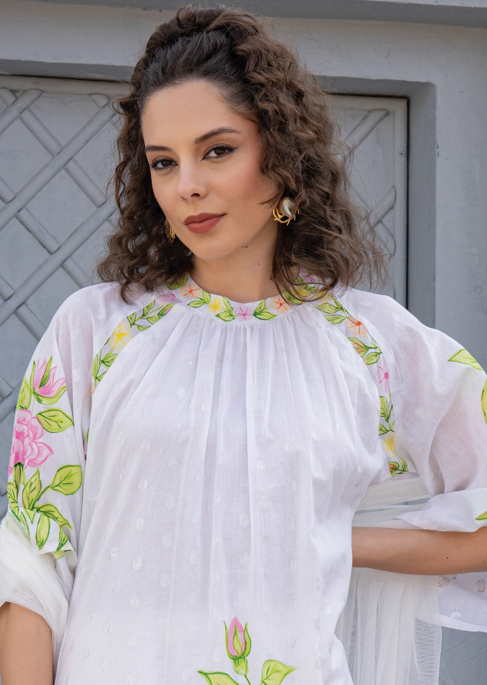 Off White Cotton Straight Cut Suit